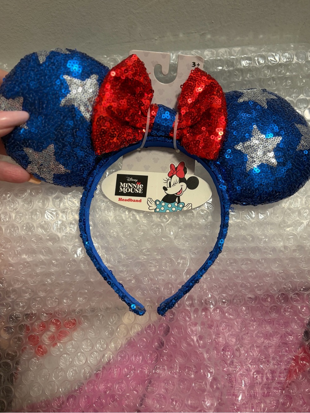 Disney Minnie Mouse Sequin Star Ears Headband in Blue and Red